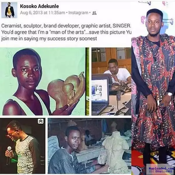 Photos: See How Adekunle Gold Predicted His Rise To Fame 3 Years Ago